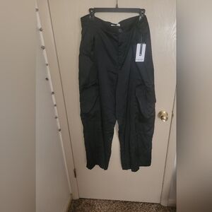 Nine West Black Satin Cargo Pants Sleek Streetwear NWT Womens Size XXXL Plus 22